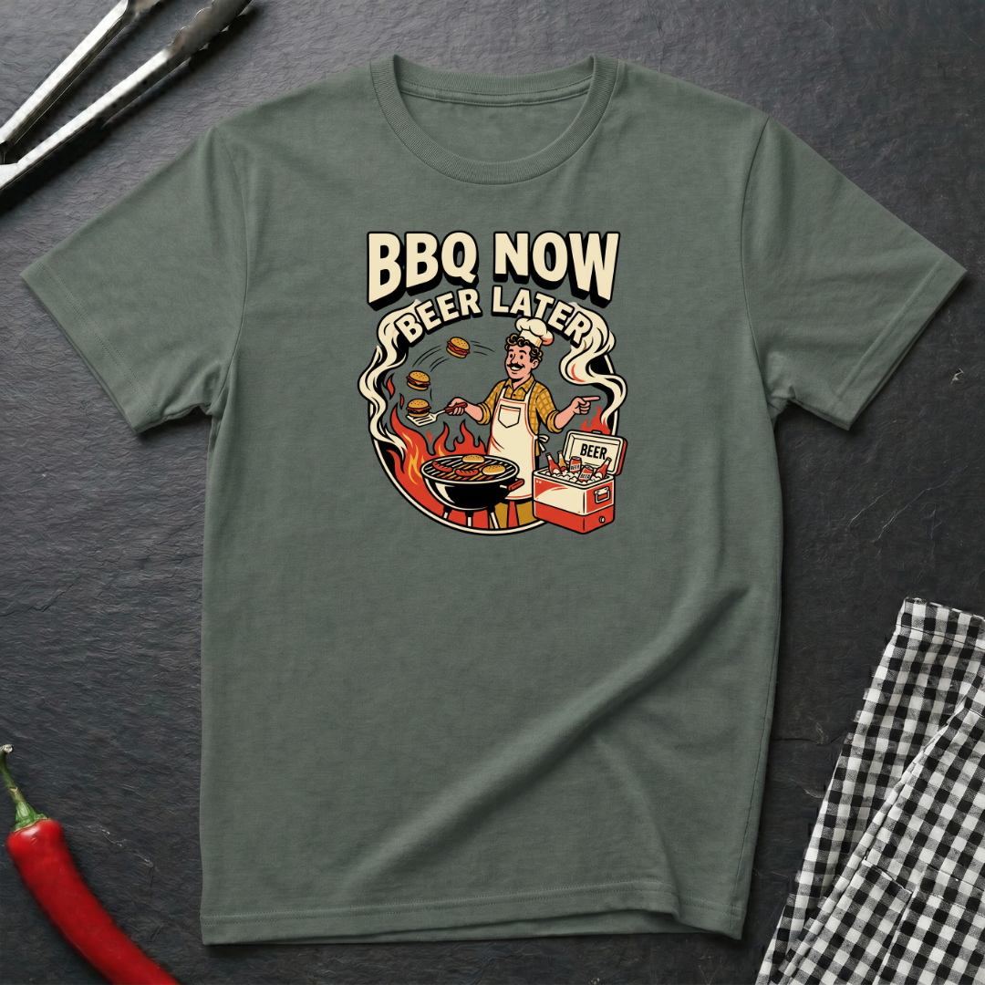 BBQ Now Beer Later T-Shirt