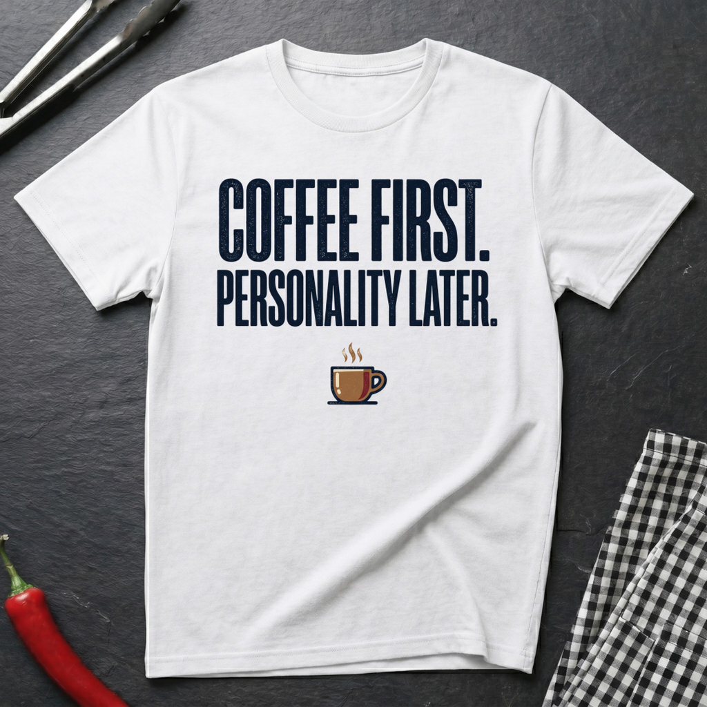 Coffee First. Personality Later. T-Shirt